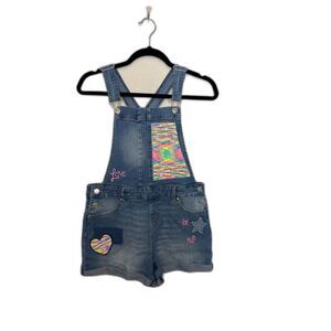 Jordache Girls L (14-16) Shorts Overalls with Patches and Sequins